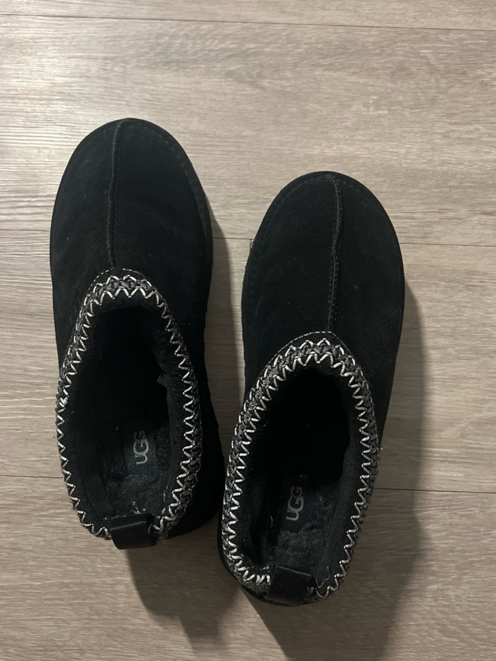UGG Men’s Black Suede Slip-On Moccasin with Contrast Stitching